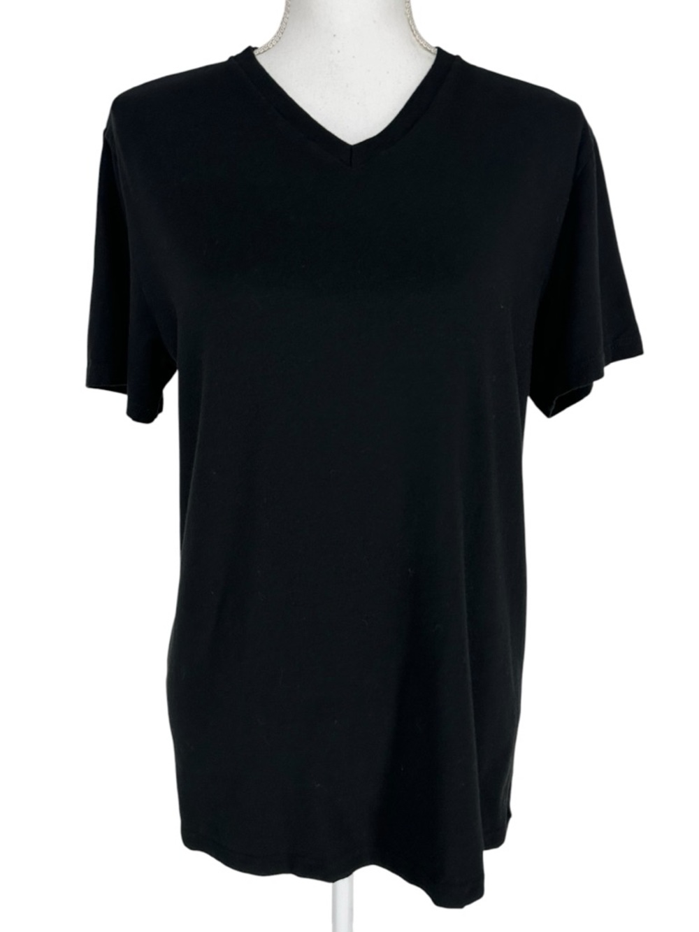 EXPRESS / Black V-Neck Stretch Slim Fit T-Shirt / Large Preppy Emo Goth Hipster